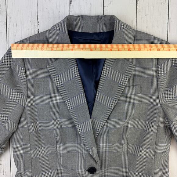 J.Crew Grey Glen Plaid Single-Breasted Harriet Belted Blazer Jacket AC384 Size 8 - Picture 15 of 16